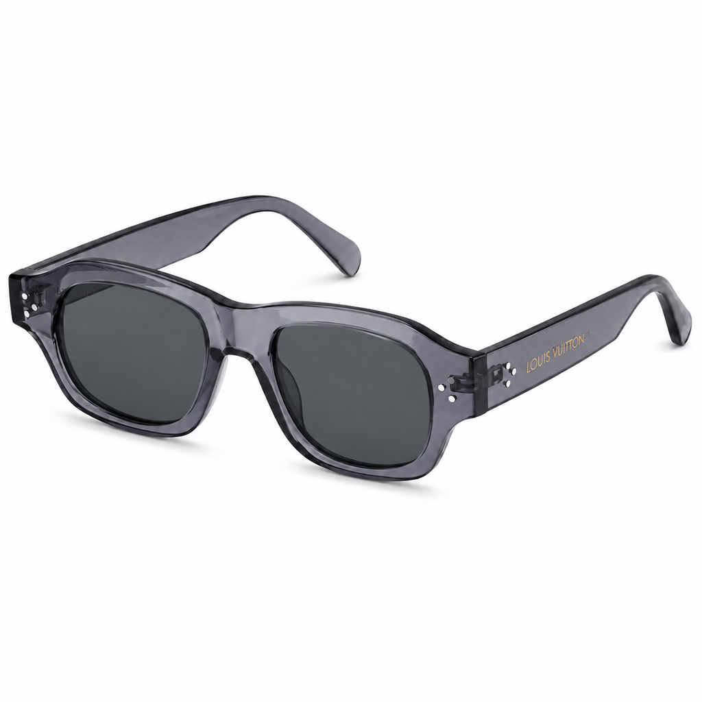 MIVDIOR Smoke Polarized UV400 Rectangle Sunglasses for Men & Women | Transparent Grey Frame with Black Lens | Premium Eyewear