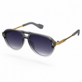 MIVDIOR MMM Polarized UV400 Sunglasses for Men & Women | Nylon Matte Grey Frame with Gold Detail Temple | Blue Gradient Lens | Luxury Fashion Eyewear