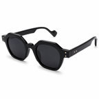 MIVDIOR Hexa Polarized UV400 Geometric Sunglasses for Men & Women | Glossy Black Frame with Smoke Black Lens | Premium Luxury Eyewear