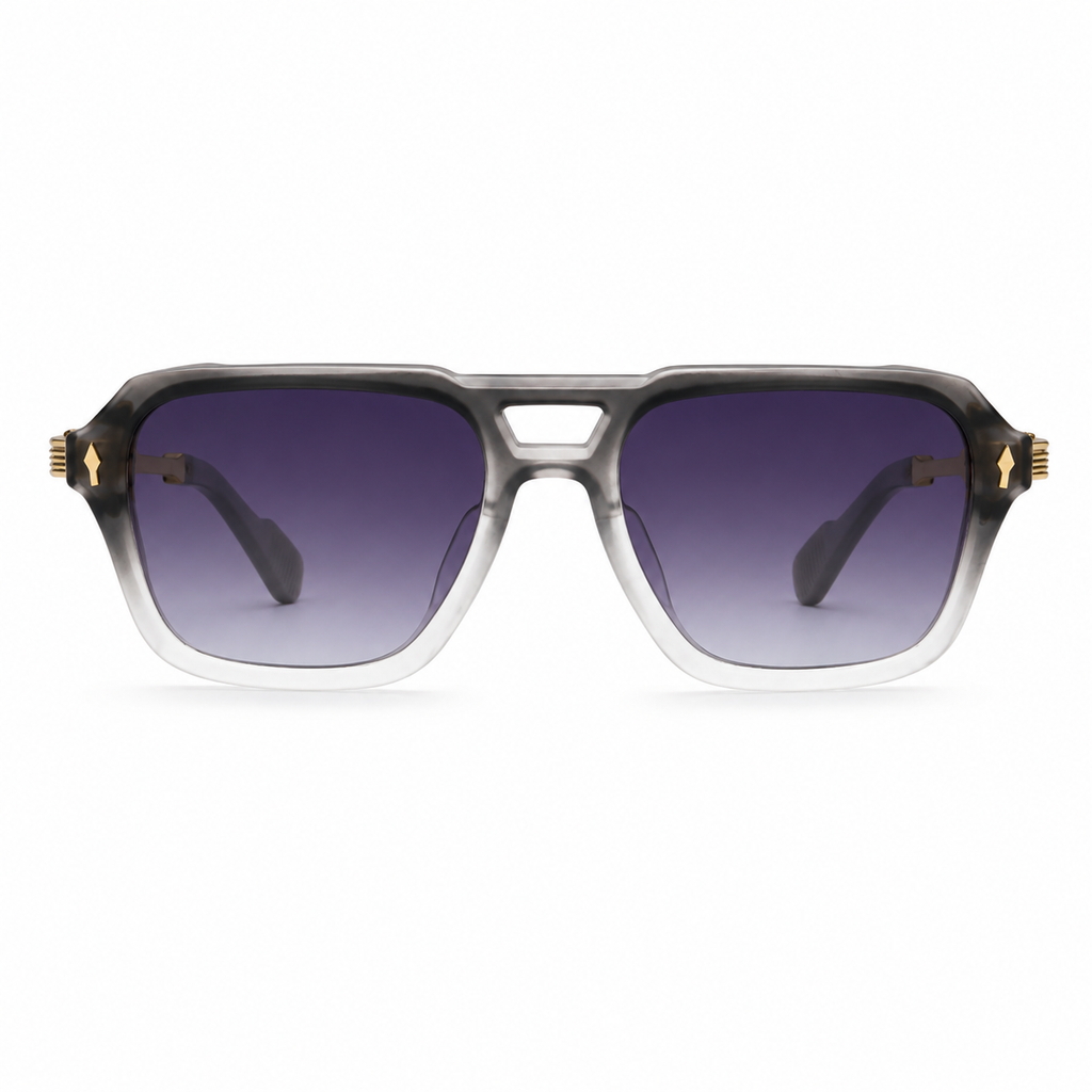 MIVDIOR MMM Polarized UV400 Sunglasses for Men & Women | Matt Gray Nylon Frame with Gold Detail Temple | Blue Lens Luxury Eyewear