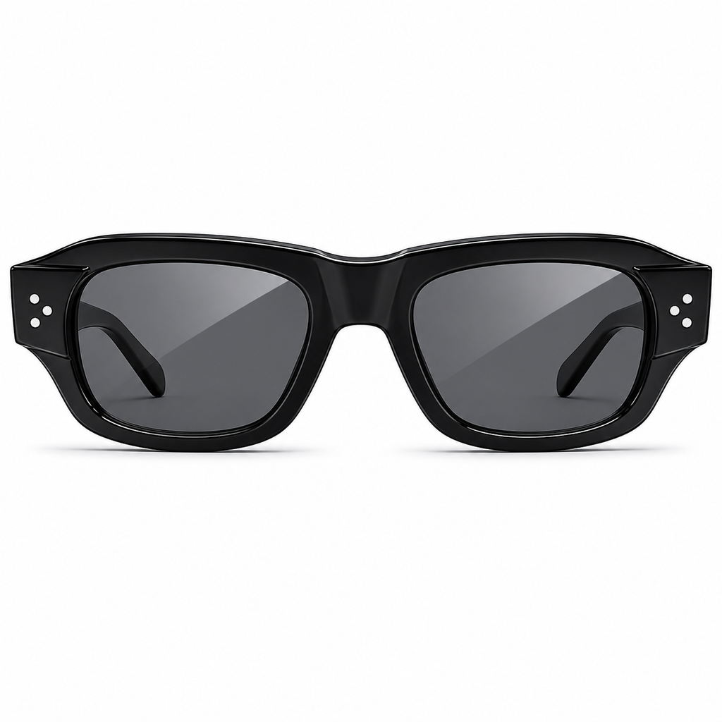 MIVDIOR Freak Polarized UV400 Rectangle Sunglasses for Men & Women | Glossy Black Frame with Smoke Black Lens | Premium Eyewear