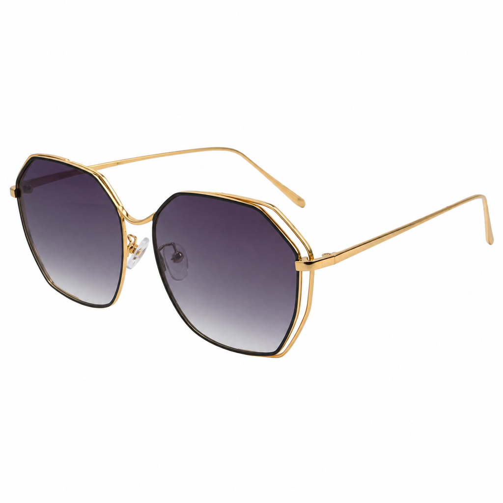 MIVDIOR freak Geometric Gold Black Gradient Sunglasses for Man & Women | Premium Metal Frame | UV Protection | Luxury Fashion Eyewear