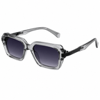MIVDIOR MMM Geometric Polarized Sunglasses – Transparent Crystal Grey Frame with Blue Gradient UV400 Lens