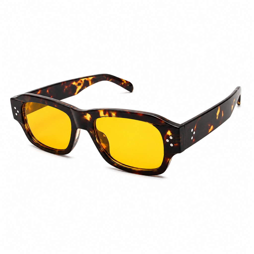 MIVDIOR Ember Night Tortoise Frame Yellow Lens Sunglasses for Men & Women | UV Protected Fashion Eyewear