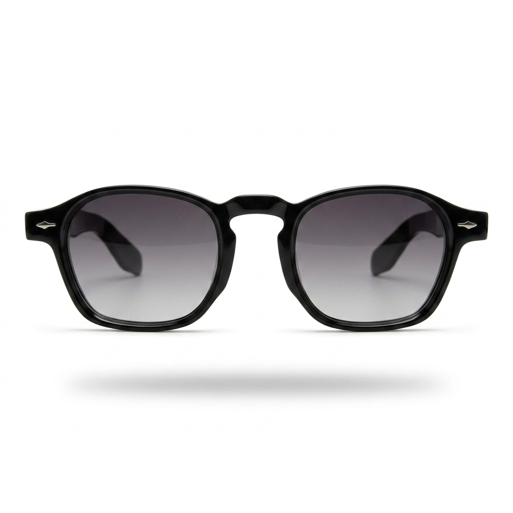 Mivdior Edge CRYSTA Glossy Black  Frame Grey Gradiant Lens Sunglasses