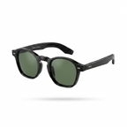 Mivdior Opal CRYSTA Glossy Black  Frame Green Smoky Lens Sunglasses