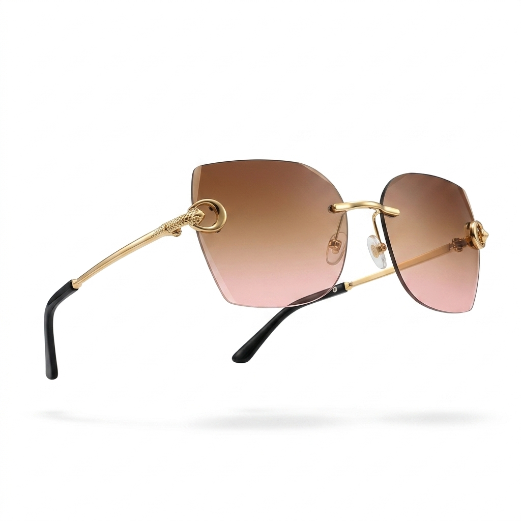 MIVDIOR ripe Rimless Gradient Sunglasses for Women | Premium Gold Frame | Luxury Fashion Eyewear | UV Protection