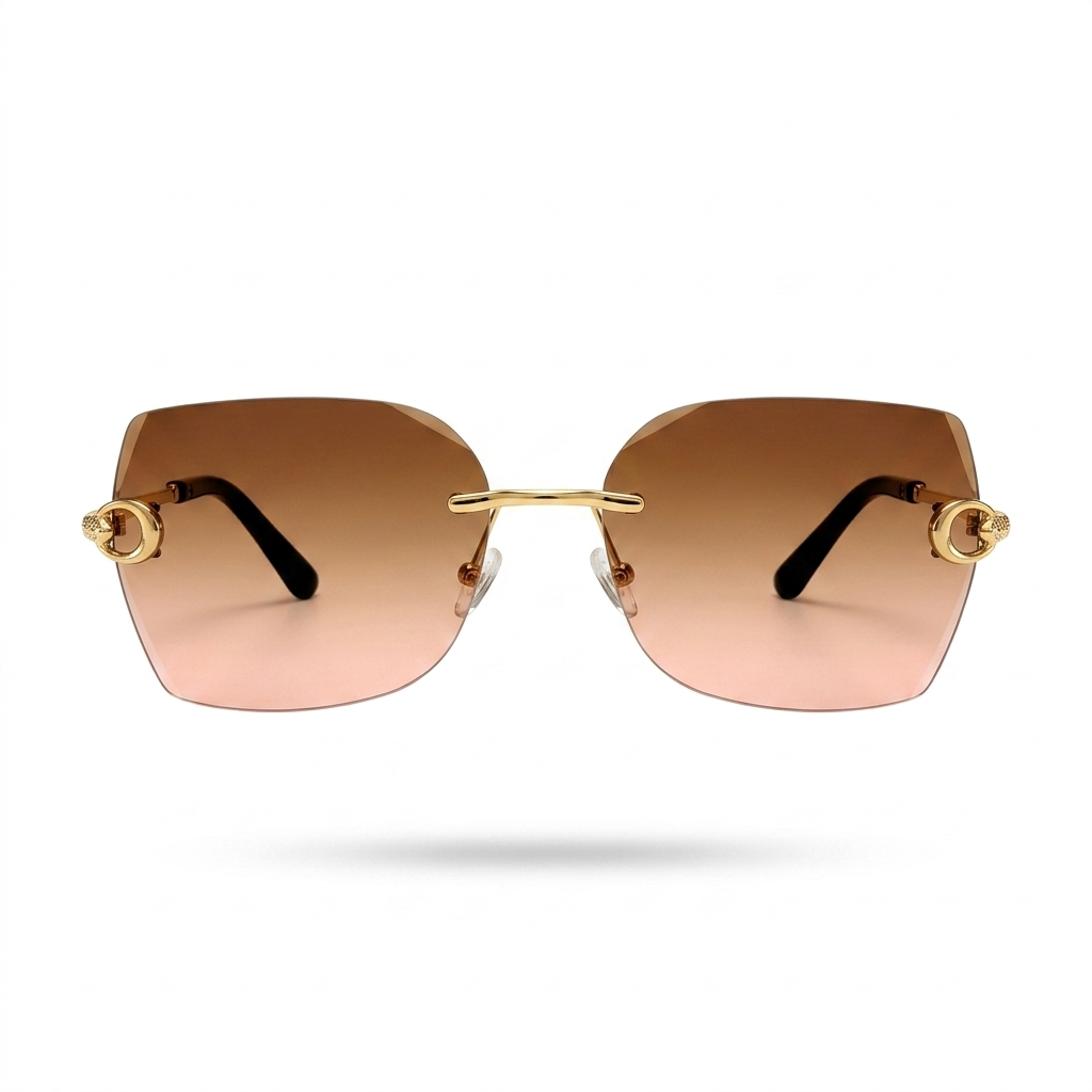 MIVDIOR ripe Rimless Gradient Sunglasses for Women | Premium Gold Frame | Luxury Fashion Eyewear | UV Protection