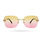 MIVDIOR Ripe Rimless Luxury Gradient Sunglasses for Women | Gold Rimless Frame | Pink Yellow Gradient Lens | Premium Fashion Eyewear