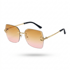 MIVDIOR Ripe Rimless Luxury Gradient Sunglasses for Women | Gold Rimless Frame | Yellow Pink Gradient Lens | Premium Fashion Eyewear
