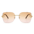 MIVDIOR Ripe Rimless Luxury Gradient Sunglasses for Women | Gold Rimless Frame | Yellow Pink Gradient Lens | Premium Fashion Eyewear