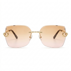 MIVDIOR Ripe Rimless Luxury Gradient Sunglasses for Women | Gold Rimless Frame | Yellow Pink Gradient Lens | Premium Fashion Eyewear