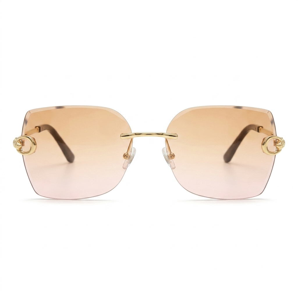 MIVDIOR Ripe Rimless Luxury Gradient Sunglasses for Women | Gold Rimless Frame | Yellow Pink Gradient Lens | Premium Fashion Eyewear