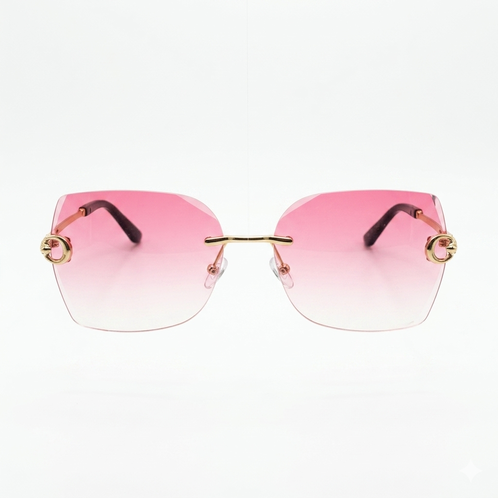 MIVDIOR Ripe Rimless Pink Gradient Luxury Sunglasses for Women | Gold Rimless Frame | Premium Fashion Eyewear