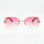 MIVDIOR Ripe Rimless Pink Gradient Luxury Sunglasses for Women | Gold Rimless Frame | Premium Fashion Eyewear