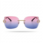 MIVDIOR Ripe Rimless Pink Blue Gradient Luxury Sunglasses for Women | Gold Rimless Frame | Premium Fashion Eyewear