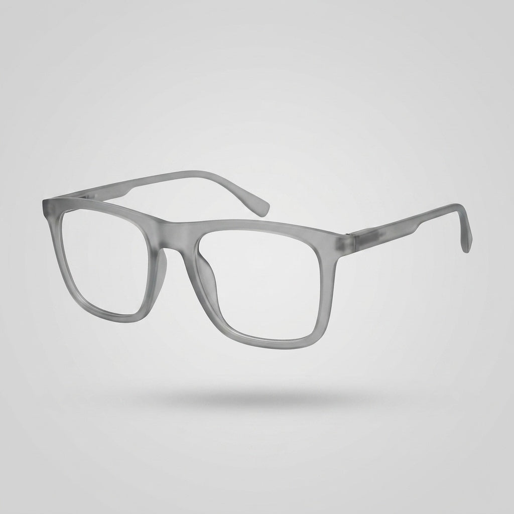 Premium Frost Grey Transparent Square Eyeglasses – Ultra Lightweight TR90 Minimal Unisex Frame