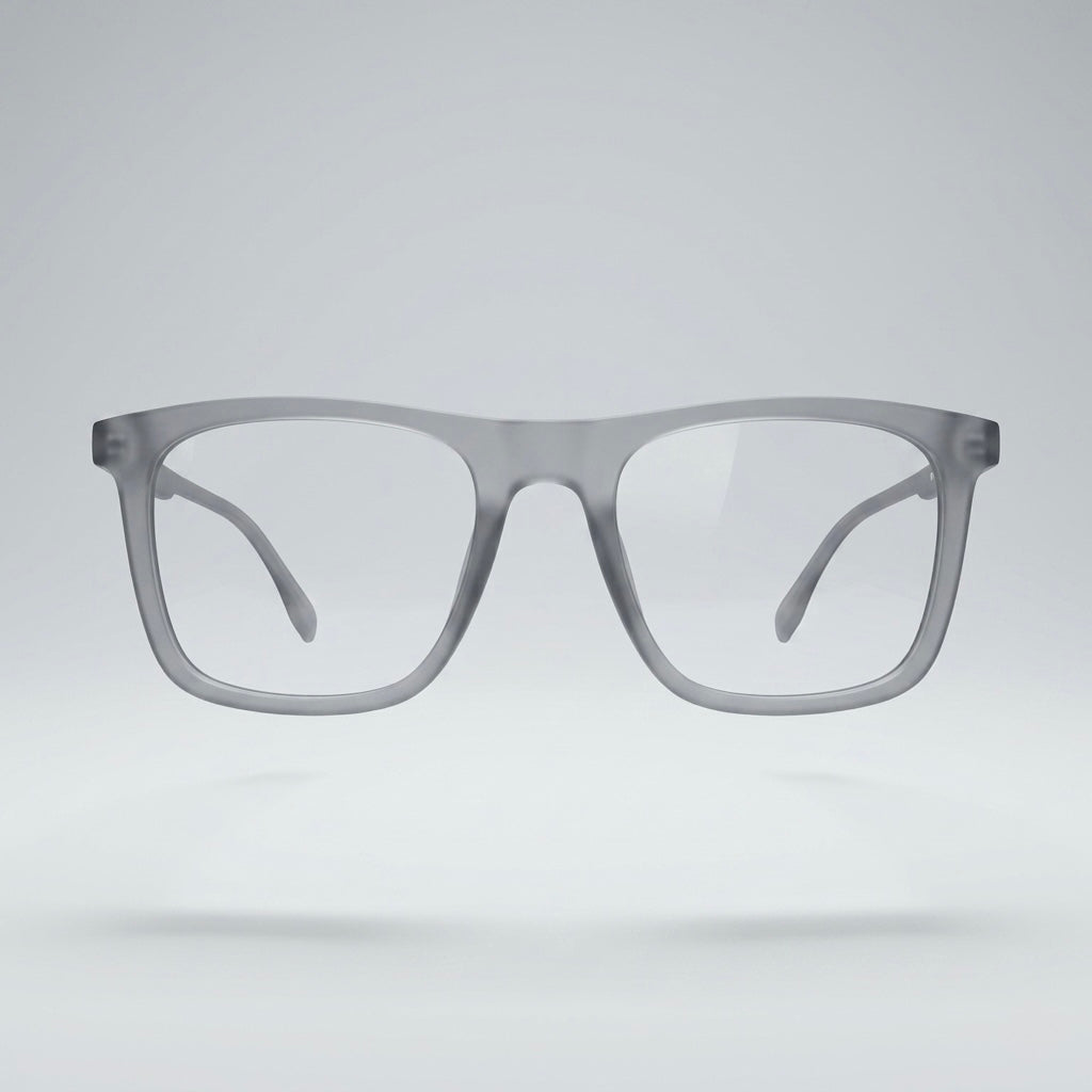 Premium Frost Grey Transparent Square Eyeglasses – Ultra Lightweight TR90 Minimal Unisex Frame