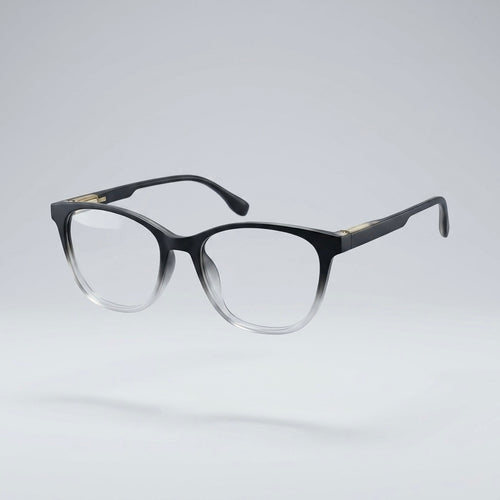 Premium Matte Black Half-Gradient Round Square Eyeglasses – Lightweight TR90 Unisex Optical Frame
