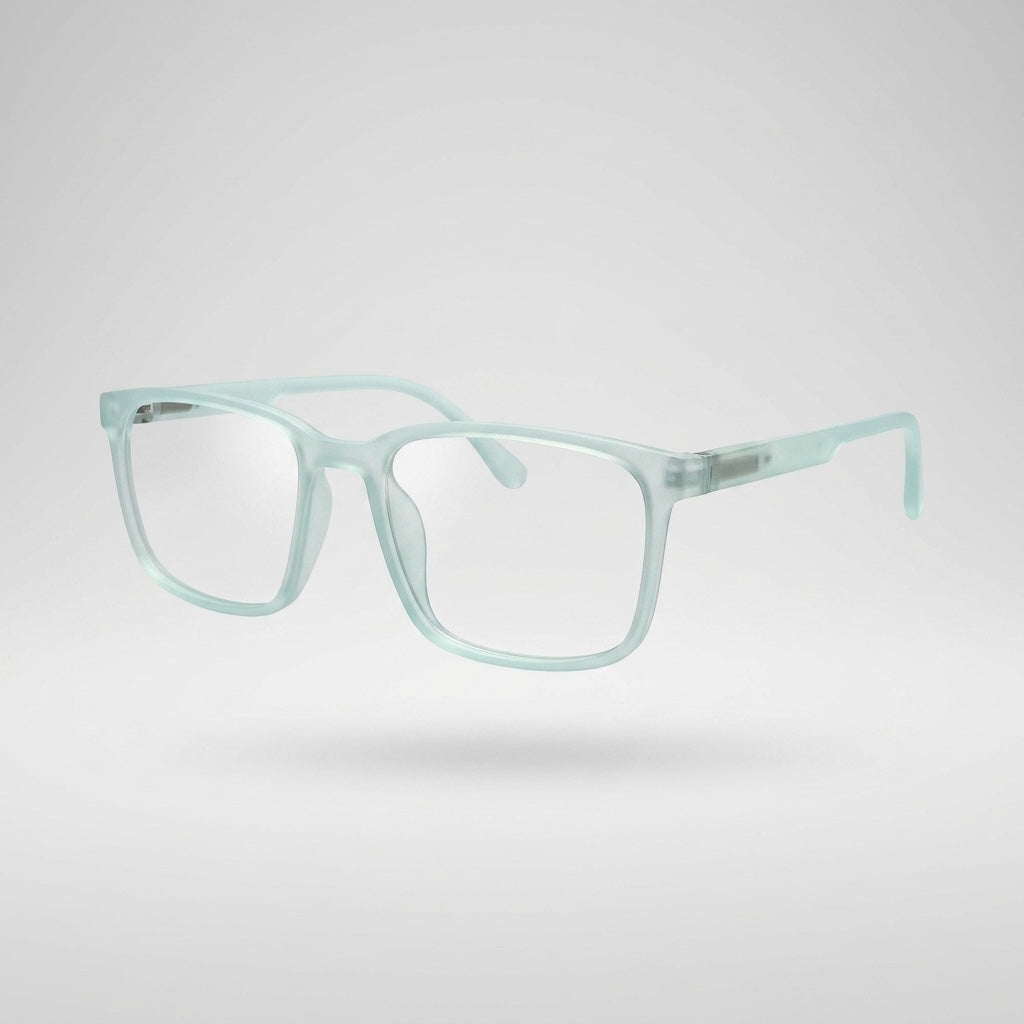 Premium Transparent Mint Green Square Frame Eyeglasses – Lightweight TR90 Unisex Clear Lens Optical Glasses