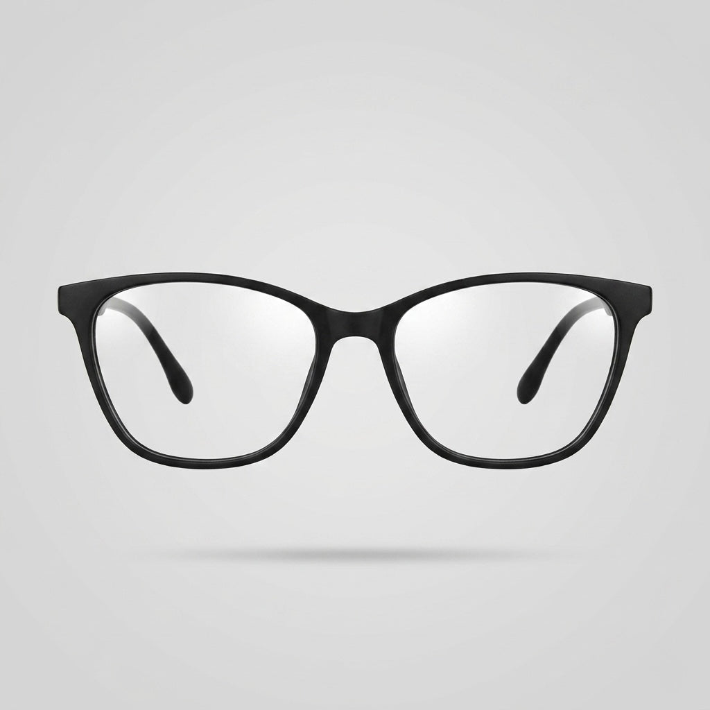Premium Matte Black Designer Rectangular Eyeglasses – Lightweight TR90 Luxury Unisex Optical Frame with Gold Detail
