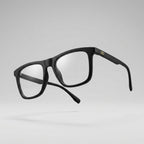 Premium Matte Black Signature Square Eyeglasses – Lightweight TR90 Luxury Unisex Frame with Dual Gold Infinity Detail
