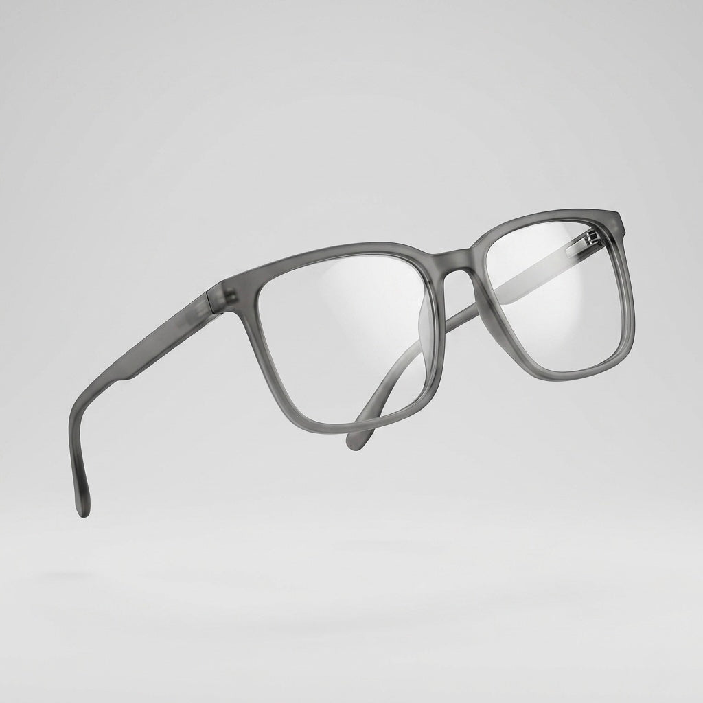 Premium Frost Grey Transparent Square Eyeglasses – Lightweight TR90 Unisex Minimal Optical Frame