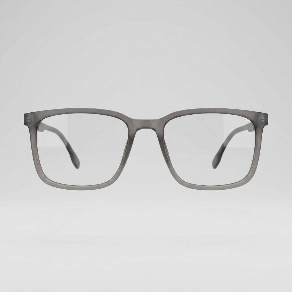 Premium Frost Grey Transparent Square Eyeglasses – Lightweight TR90 Unisex Minimal Optical Frame