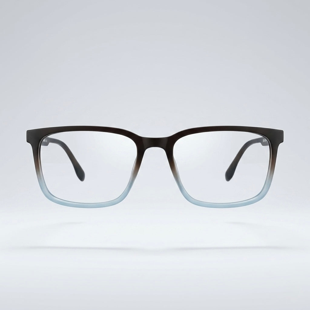 Premium Black to Ice Blue Gradient Square Eyeglasses – Lightweight TR90 Unisex Minimal Optical Frame