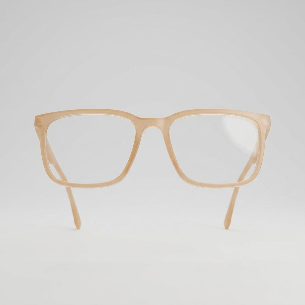 Minimal Transparent Beige Square Eyeglasses Frame – Lightweight Unisex Optical Wear