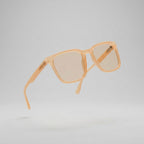Minimal Transparent Beige Square Eyeglasses Frame – Lightweight Unisex Optical Wear