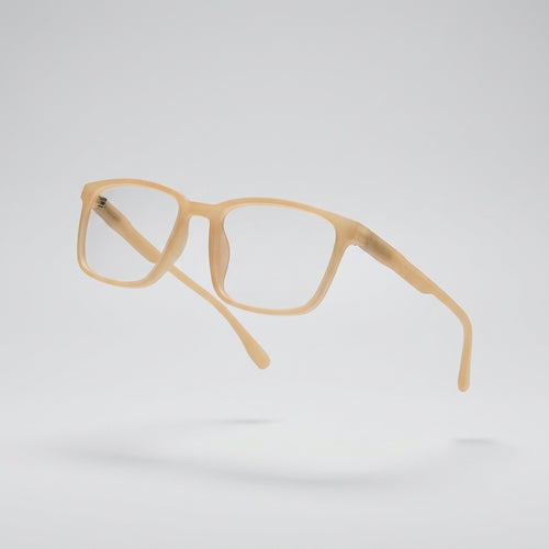 Classic Transparent Amber Square Eyeglasses Frame – Lightweight Unisex Optical Wear