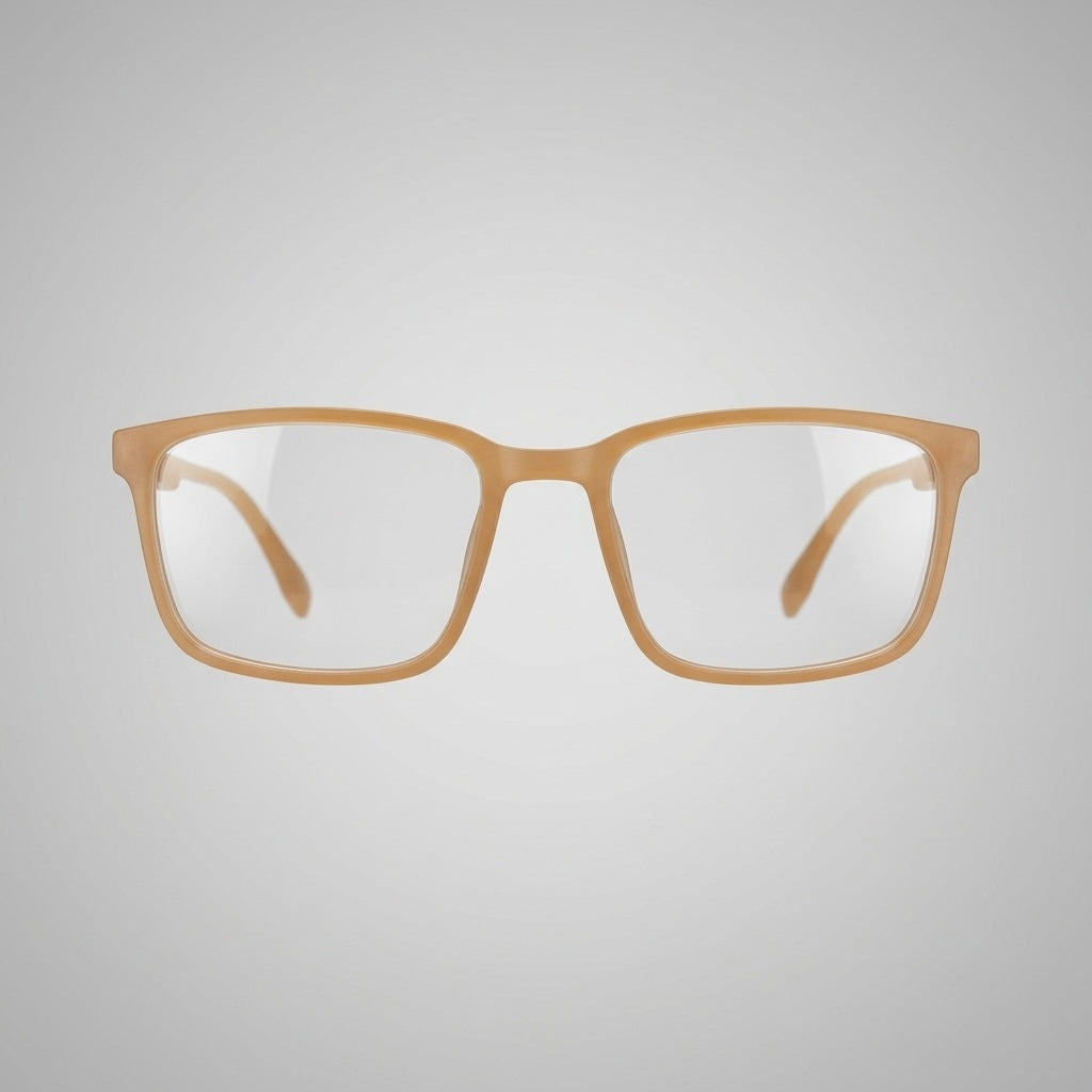 Classic Transparent Amber Square Eyeglasses Frame – Lightweight Unisex Optical Wear