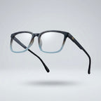 Premium Black to Ice Blue Gradient Square Eyeglasses – Lightweight TR90 Unisex Minimal Optical Frame