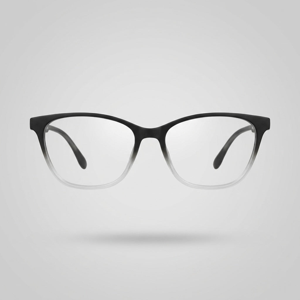 Premium Matte Black Half-Gradient Round Square Eyeglasses – Lightweight TR90 Unisex Optical Frame