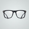 Premium Matte Black Signature Square Eyeglasses – Lightweight TR90 Luxury Unisex Frame with Dual Gold Infinity Detail