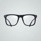 Premium Matte Black Signature Square Eyeglasses – Lightweight TR90 Luxury Unisex Frame with Dual Gold Infinity Detail