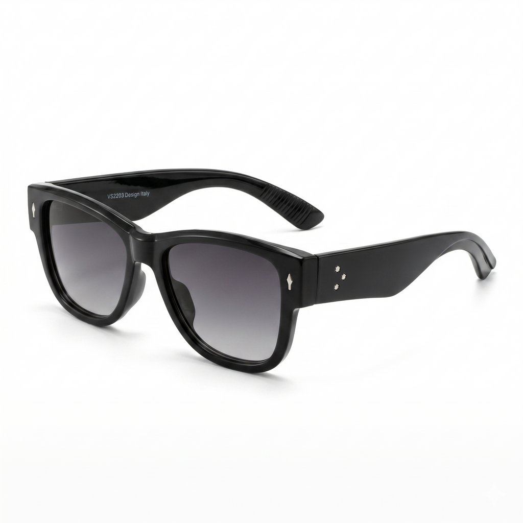 Mivdior Nova CRYSTA Glossy Black  Frame Gradient Grey Lens SUNGLASSES