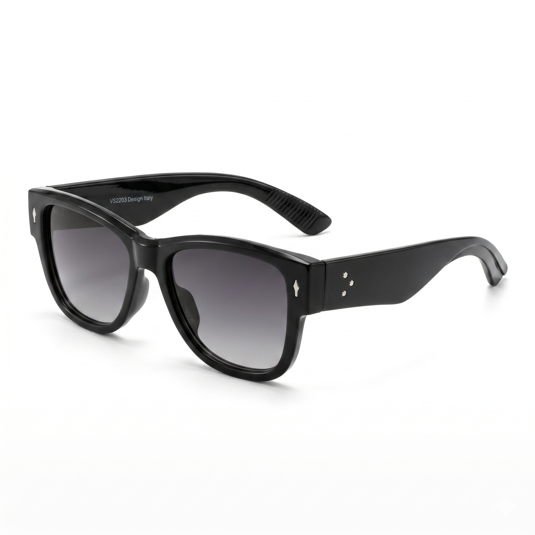 Mivdior Nova CRYSTA Glossy Black  Frame Gradient Grey Lens SUNGLASSES