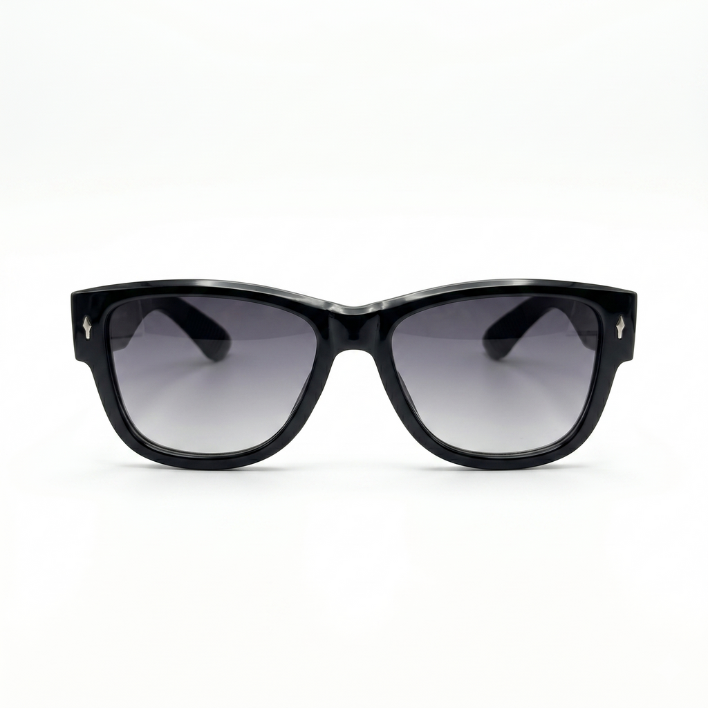 Mivdior Nova CRYSTA Glossy Black  Frame Gradient Grey Lens SUNGLASSES